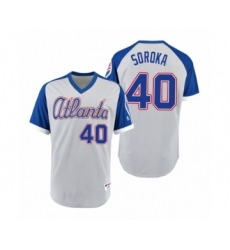 Youth Braves #40 Mike Soroka Gray Royal 1979 Turn Back the Clock Authentic Jersey