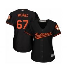 Women's Baltimore Orioles #67 John Means Authentic Black Alternate Cool Base Baseball Jersey