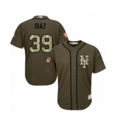 Men's New York Mets #39 Edwin Diaz Authentic Green Salute to Service Baseball Jersey