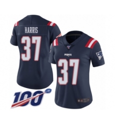 Women's New England Patriots #37 Damien Harris Limited Navy Blue Rush Vapor Untouchable 100th Season Football Jersey