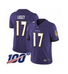 Men's Baltimore Ravens #20 Ed Reed Limited Purple Rush Vapor Untouchable 100th Season Football Jersey
