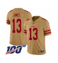 Men's San Francisco 49ers #13 Richie James Limited Gold Inverted Legend 100th Season Football Jersey