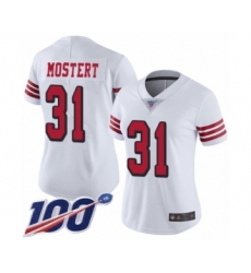 Women's San Francisco 49ers #31 Raheem Mostert Limited White Rush Vapor Untouchable 100th Season Football Jersey