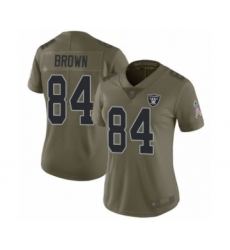 Women's Oakland Raiders #84 Antonio Brown Limited Olive 2017 Salute to Service Football Jersey
