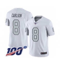 Men's Oakland Raiders #8 Daniel Carlson Limited White Rush Vapor Untouchable 100th Season Football Jersey