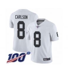 Youth Oakland Raiders #8 Daniel Carlson White Vapor Untouchable Limited Player 100th Season Football Jersey