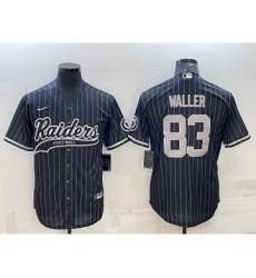Men's Las Vegas Raiders #83 Darren Waller Black With Patch Cool Base Stitched Baseball Jersey