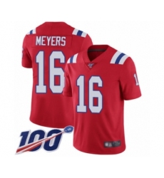 Men's New England Patriots #16 Jakobi Meyers Red Alternate Vapor Untouchable Limited Player 100th Season Football Jersey