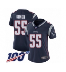 Women's New England Patriots #55 John Simon Navy Blue Team Color Vapor Untouchable Limited Player 100th Season Football Jersey