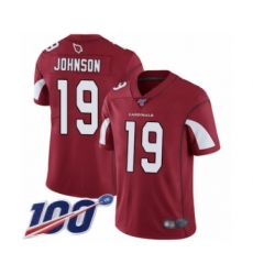 Men's Arizona Cardinals #19 KeeSean Johnson Red Team Color Vapor Untouchable Limited Player 100th Season Football Jersey