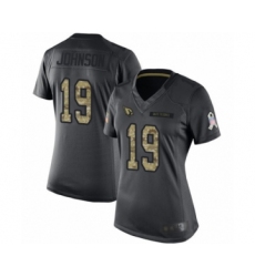 Women's Arizona Cardinals #19 KeeSean Johnson Limited Black 2016 Salute to Service Football Jersey