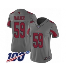 Women's Arizona Cardinals #59 Joe Walker Limited Silver Inverted Legend 100th Season Football Jersey