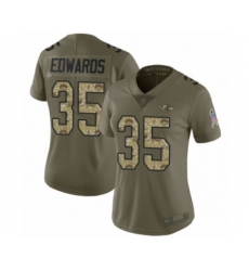 Women's Baltimore Ravens #35 Gus Edwards Limited Olive Camo Salute to Service Football Jersey