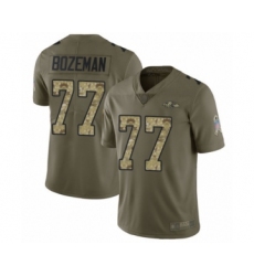 Men's Baltimore Ravens #77 Bradley Bozeman Limited Olive Camo Salute to Service Football Jersey
