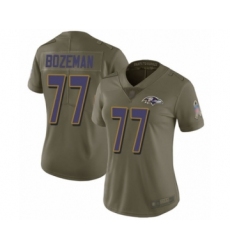 Women's Baltimore Ravens #77 Bradley Bozeman Limited Olive 2017 Salute to Service Football Jersey
