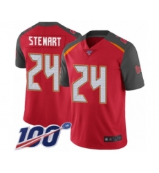 Men's Tampa Bay Buccaneers #24 Darian Stewart Red Team Color Vapor Untouchable Limited Player 100th Season Football Jersey