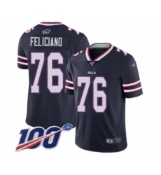 Men's Buffalo Bills #76 Jon Feliciano Limited Navy Blue Inverted Legend 100th Season Football Jersey