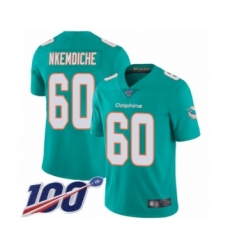 Youth Miami Dolphins #60 Robert Nkemdiche Aqua Green Team Color Vapor Untouchable Limited Player 100th Season Football Jersey