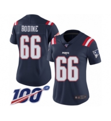Women's New England Patriots #66 Russell Bodine Limited Navy Blue Rush Vapor Untouchable 100th Season Football Jersey