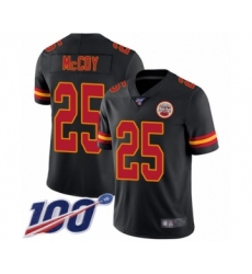 Men's Kansas City Chiefs #25 LeSean McCoy Limited Black Rush Vapor Untouchable 100th Season Football Jersey
