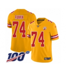 Youth Kansas City Chiefs #74 Martinas Rankin Limited Gold Inverted Legend 100th Season Football Jersey