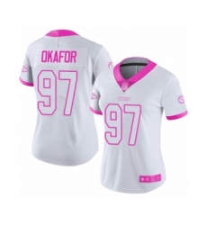 Women's Kansas City Chiefs #97 Alex Okafor Limited White Pink Rush Fashion Football Jersey