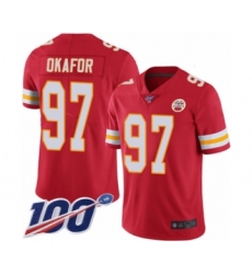Youth Kansas City Chiefs #97 Alex Okafor Red Team Color Vapor Untouchable Limited Player 100th Season Football Jersey