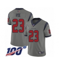 Youth Houston Texans #23 Carlos Hyde Limited Gray Inverted Legend 100th Season Football Jersey