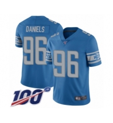 Men's Detroit Lions #96 Mike Daniels Blue Team Color Vapor Untouchable Limited Player 100th Season Football Jersey