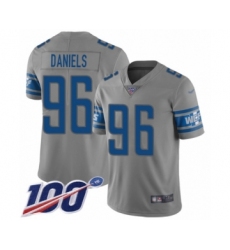 Men's Detroit Lions #96 Mike Daniels Limited Steel Rush Vapor Untouchable 100th Season Football Jersey