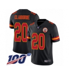 Men's Kansas City Chiefs #20 Morris Claiborne Limited Black Rush Vapor Untouchable 100th Season Football Jersey