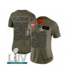 Women's Kansas City Chiefs #20 Morris Claiborne Limited Olive 2019 Salute to Service Super Bowl LIV Bound Football Jersey