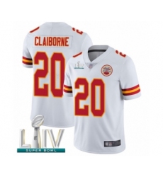 Youth Kansas City Chiefs #20 Morris Claiborne White Vapor Untouchable Limited Player Super Bowl LIV Bound Football Jersey