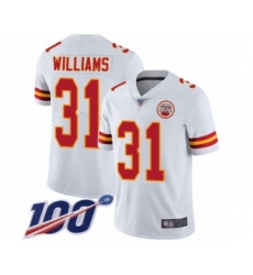 Men's Kansas City Chiefs #31 Darrel Williams White Vapor Untouchable Limited Player 100th Season Football Jersey