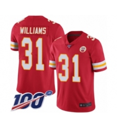 Youth Kansas City Chiefs #31 Darrel Williams Red Team Color Vapor Untouchable Limited Player 100th Season Football Jersey