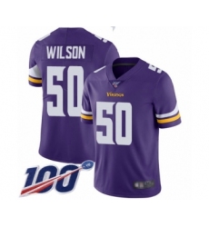 Youth Minnesota Vikings #50 Eric Wilson Purple Team Color Vapor Untouchable Limited Player 100th Season Football Jersey