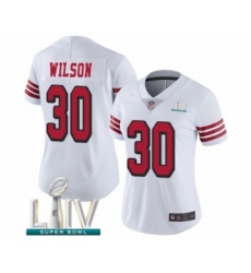 Women's San Francisco 49ers #30 Jeff Wilson Limited White Rush Vapor Untouchable Super Bowl LIV Bound Football Jersey