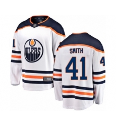 Men's Edmonton Oilers #41 Mike Smith Authentic White Away Fanatics Branded Breakaway Hockey Jersey