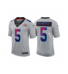 Men's Los Angeles Rams #5 Jalen Ramsey Gray 2022 Super Bowl LVI Limited Stitched Jersey