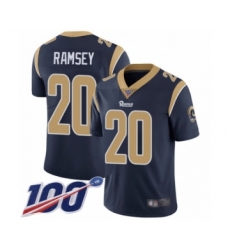 Youth Los Angeles Rams #20 Jalen Ramsey Navy Blue Team Color Vapor Untouchable Limited Player 100th Season Football Jersey