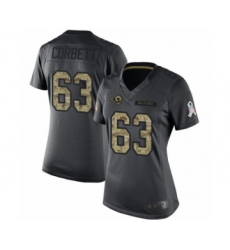 Women's Los Angeles Rams #63 Austin Corbett Limited Black 2016 Salute to Service Football Jersey
