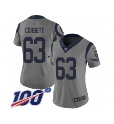 Women's Los Angeles Rams #63 Austin Corbett Limited Gray Inverted Legend 100th Season Football Jersey