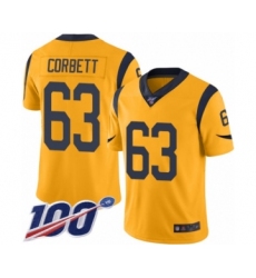 Youth Los Angeles Rams #63 Austin Corbett Limited Gold Rush Vapor Untouchable 100th Season Football Jersey