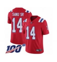 Men's New England Patriots #14 Mohamed Sanu Sr Red Alternate Vapor Untouchable Limited Player 100th Season Football Jersey