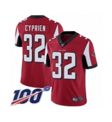 Men's Atlanta Falcons #32 Johnathan Cyprien Red Team Color Vapor Untouchable Limited Player 100th Season Football Jersey