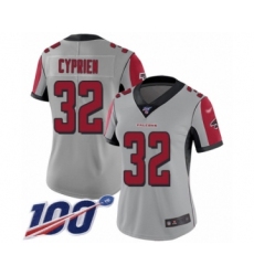 Women's Atlanta Falcons #32 Johnathan Cyprien Limited Silver Inverted Legend 100th Season Football Jersey