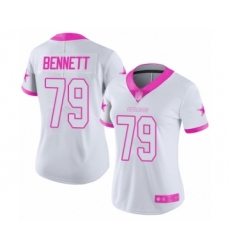 Women's Dallas Cowboys #79 Michael Bennett Limited White Pink Rush Fashion Football Jersey