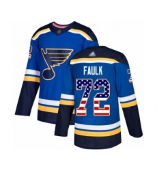 Men's St. Louis Blues #72 Justin Faulk Authentic Blue USA Flag Fashion Hockey Jersey