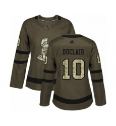 Women's Ottawa Senators #10 Anthony Duclair Authentic Green Salute to Service Hockey Jersey