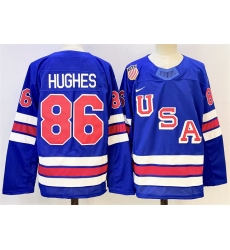 Men's USA #86 Jack Hughes Blue 2025-2026 Stitched Jersey